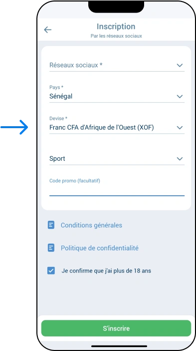 Inscription via réseaux sociaux et messageries - 1xBet Afrique
