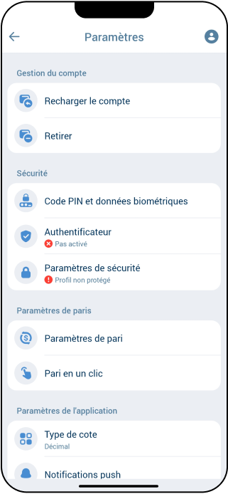 Sécuriser l'accès au profil - 1xBet Afrique